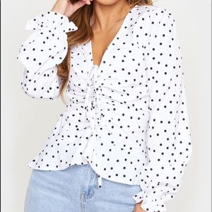 PLT White Polka Dot Blouse